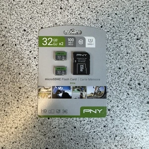 PNY 32GB Elite U1 MicroSDHC 100MB/s Full HD UHS-I – 2 Cards in 1 Pac (E14002234) - Picture 1 of 5