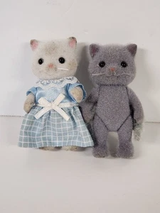 Vintage Calico Critters Slyvanian Persian Cat Family Figures Fuzzy Set Of 2 - Picture 1 of 7