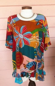 Túnica con Volantes ORIENTIQUE NATURALMENTE AUSTRALIA XL 1X Arte 2 Ropa DIVERTIDA COLORIDA - Imagen 1 de 6