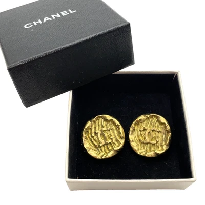 正品香奈儿 Coco Mark 印章图案 95P 金色耳环 19.01G 带盒 SK110017 — 第 1/4 张图片
