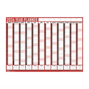 2026 Year Planner Large A1 Wall Calendar Full Year Red Home Office 840 x 600mm - Picture 1 of 5