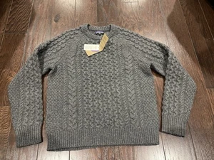 Patagonia Recycled Wool Cable Knit Crewneck Sweater Gray Men size Small NEW - Picture 1 of 8