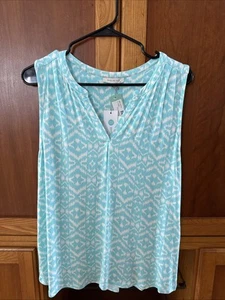 Skies Are Blue Stitch Fix Exclusive Split V Neck Tank Top  Size Large New - Picture 1 of 7