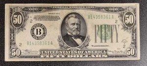 1934 A Fifty Dollar Federal Reserve Note $50 Bill Nicely Circulated #92262 - Picture 1 of 2