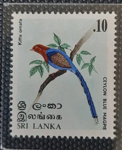 1979 Sri Lanka 0.10 Rupees "Ceylon Blue Magpie" MINT Postage Stamp - Picture 1 of 1