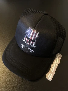 NEW! AMERICANA SKULL Foam Trucker Style Black Snapback Hat - Picture 1 of 3