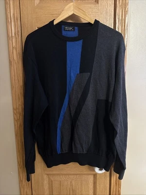 Vintage St. Croix Men’s Geometric Black Blue Gray Knit Sweater XL Extra Large - Image 1 of 4