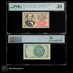 FR 1309 1874 25C Twenty Five Cent Fractional Currency Note PMG VF30 - Picture 1 of 2