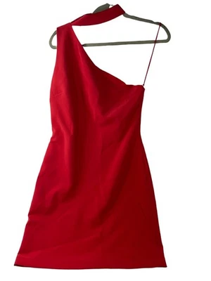Vestido Alice + Olivia Shoshana Un Hombro Rojo Cremallera Para Mujer Talla 10 Nuevo con Etiquetas $295 Foto 1 de 4