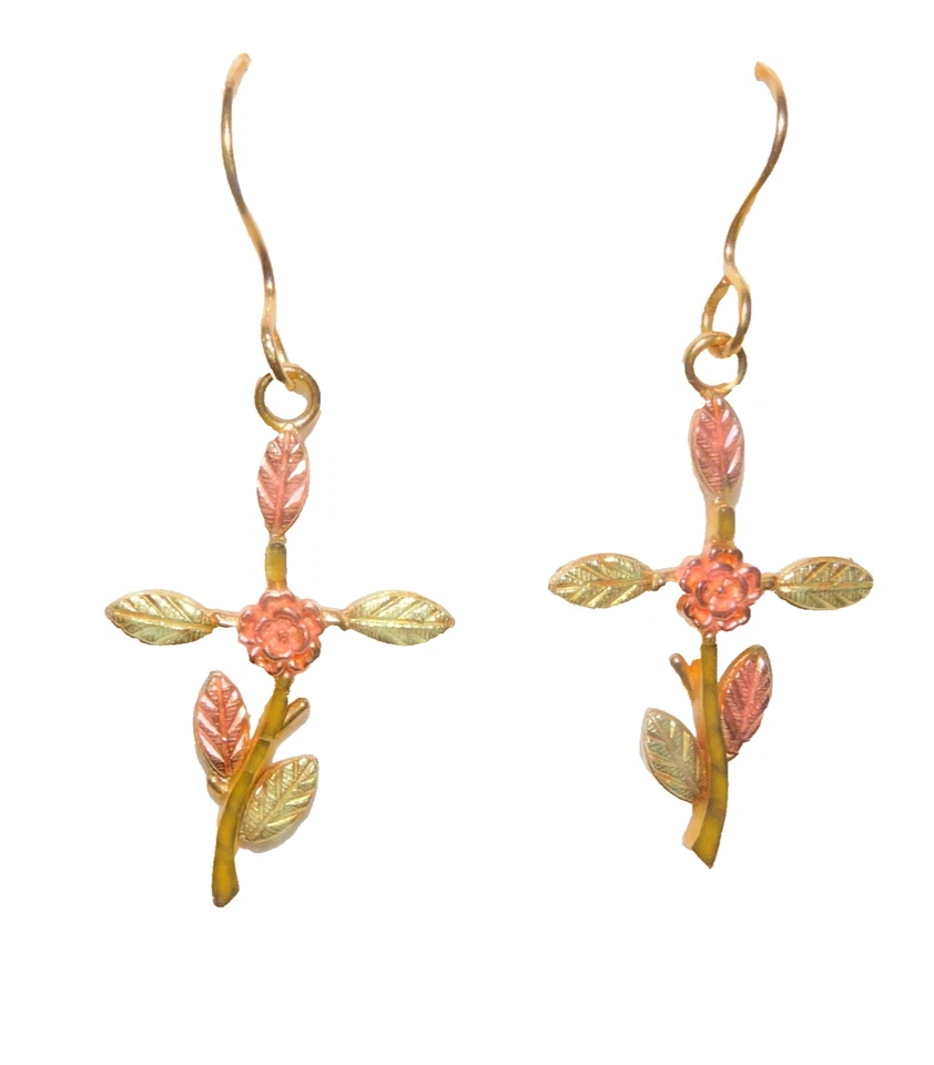 Pendientes colgantes Black Hills oro 10k Coleman hojas de rosa Foto 1 de 1