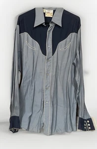 Camisa a Presión Vintage Rocking K Ranchwear Kennington Western Pearl Para Hombres L Azul - Imagen 1 de 11
