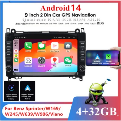 9'' Android 4+32GB Stereo Radio GPS Navi For Benz Sprinter/W169/W245/ W639/ W906 - Image 1 of 4
