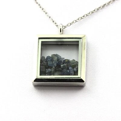 Pietre E Minerali. Collana Smeraldo Grezzo. Modello Quadrato. Colore Argento. - Immagine 1 di 3