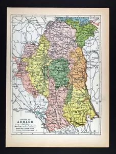 1900 Ireland Map Armagh County Ireland Markethill Portadown Lurgan Keady Newtown - Picture 1 of 3