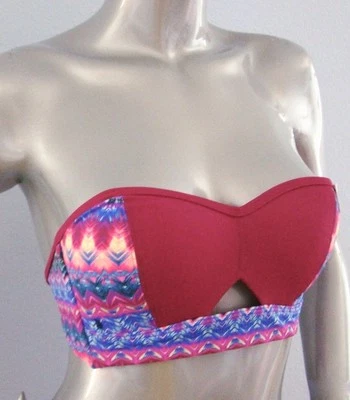 PINK Victoria's Secret Aztec Banded Bandeau Push Up Bikini Top Small S - Image 1 of 4