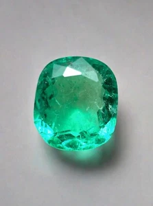 1.70 Carat 8x7 Vivacious Green Natural Loose Colombian Emerald-Cushion Cut - Picture 1 of 11