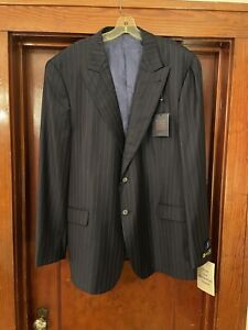 Joseph Abbound PROFILE 130 Men's Suit Jacket Navy Blue Pin Striped Wool 48L