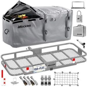 Mockins Gray Hitch Mount Cargo Carrier with Cargo Bag and Net - Picture 1 of 9