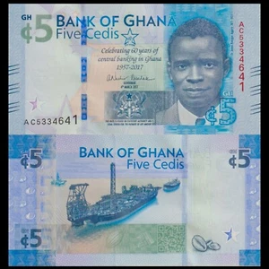 🇬🇭 Ghana 5 Cedis 2017 Commemorative 1957 - 2017 P 43 Crisp UNC - Picture 1 of 5