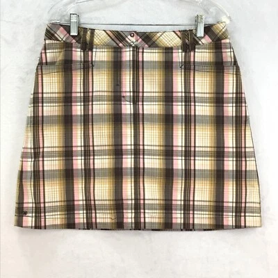 Cutter & Buck / Pantalón Corto Rosa Marrón a Cuadros Elastizado Golf Tenis Atletismo / Talla 10 Foto 1 de 4
