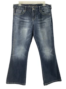 Maurices Jeans Women Size 12 Short Dark Wash Denim Embroidered Pockets Straight - Picture 1 of 14