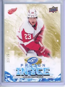 2021-22 UD Ice Lucas Raymond FI-41 Frozen in Ice Gold Rookie RIPPED 22/25 RC - Picture 1 of 2