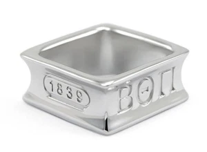 Beta Theta Pi Fraternity Sterling Silver Square Ring with 1839 - Picture 1 of 3