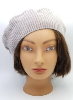 Charter Club Womens Rhinestone Cashmere Light Grey One Size Beret - Image 1 of 4
