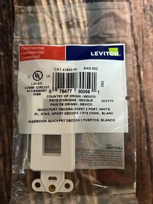 Inserto Leviton 41642-W QuickPort Decora, 2 puertos, blanco Foto 1 de 2