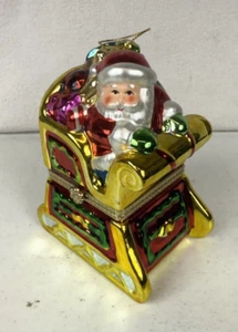 Mr Christmas Animated Porcelain Music Box Santa Sleigh "Wish you a Merry Xmas" - Picture 1 of 4