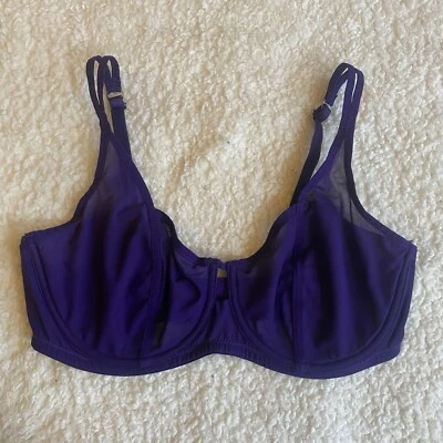 Fredericks Of Hollywood Bra 34 DD Jess Jolie Mesh Purple Balconette Bra 34DD - Image 1 of 4