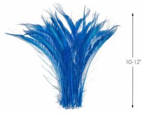 50 Pieces - Turquoise Blue Bleached & Dyed Peacock Swords Cut Wholesale Feathers - Picture 1 of 5