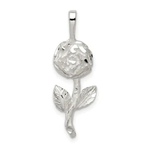 Sterling Silver Rose Charm Flower Pendant 1.18" - Picture 1 of 4