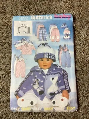 Butterick SEWING PATTERN 5092 Baby JACKET JUMPSUIT PANTS HAT Size NB-S-M UNCUT - Image 1 of 3