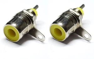 2 Stück RCA Buchse Einbaubuchse Cinch Buchse Gelb Terminal RCA Chinch Buchsen - Bild 1 von 2