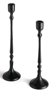 Cast Iron Candle Holders Black Taper Set of 2 Candle Sticks NEW IN BOX!  - Picture 1 of 11