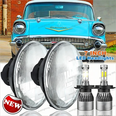 Par de faros LED redondos de 7 pulgadas haz sellado alto/bajo para Chevy Bel Air 1955-1957 Foto 1 de 4
