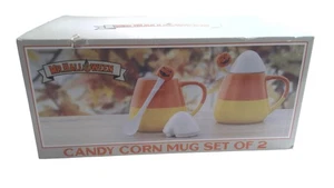 Mr. Halloween Candy Corn Mug Set of 2 Lids Spoons 18oz Microwave Dishwasher Safe - Picture 1 of 2