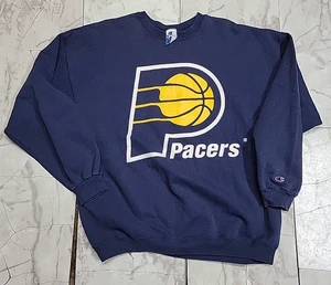 Vintage Champion Indiana Pacers NBA Blue Graphic Big Logo Sweatshirt Men's XXL - Picture 1 of 9