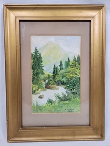 Watercolour Painting Antique Signed W Patterson Framed River Through Trees Rare - Picture 1 of 19