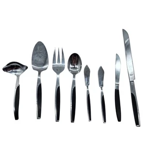 Marcrest EBONY ELEGANCE Atomic YOU PICK Black Handle Stainless Flatware Japan - Picture 1 of 8