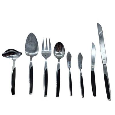 Marcrest EBONY ELEGANCE Atomic TÚ ELIGES Cubiertos de acero inoxidable con mango negro Japón Foto 1 de 4