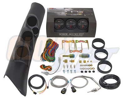 GlowShift B7 Diesel Gauge Set + Pillar Pod w Spk for 98-02 Dodge Ram Cummins - Image 1 of 4