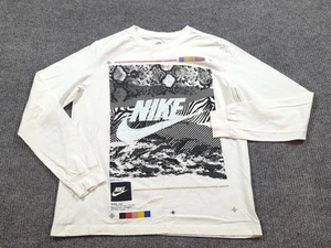 Nike Shirt Mens Medium White Graphic Print Long Sleeve Crew Neck Cotton  - Picture 1 of 8