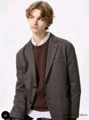 Uniqlo Brushed Jersey Jacket | Tweed | Brown M - New - Image 1 of 4
