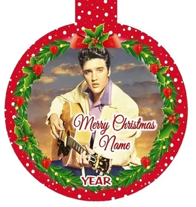 Elvis Presley individueller Weihnachtsschmuck #3 personalisiert Name/Nachricht Gitarre Geschenk - Bild 1 von 5