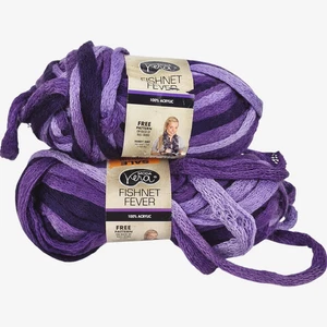 New FISHNET FEVER Moda Vera 10 Ply Acrylic Yarn Wool 100g Ball Purple Mix Set X2 - Picture 1 of 5