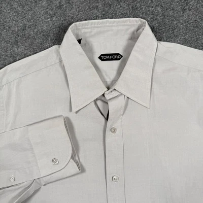 Camisa Tom Ford Talla 17 3/4 - 45 Gris Claro 100% Algodón Hecha en Suiza Para Hombre Foto 1 de 4