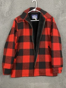 Abrigo Chaqueta De Caza Lana Woolrich De Colección Forrado Sherpa Cuadros Grueso Para Hombre Mediano - Imagen 1 de 10