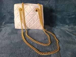 Vintage Lord & Taylor YELLOW GOLD SATIN Quilted Chain Shoulder Crossbody Bag NEW - Picture 1 of 11